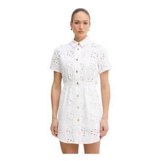 Fracomina Kleedjes, Dames, Wit, L, Katoen, Broderie Anglaise Mini Jurk