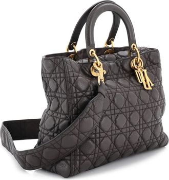 Dior Borsa a tracolla Lady Dior grande in pelle trapuntata con motivo Cannage - Marrone