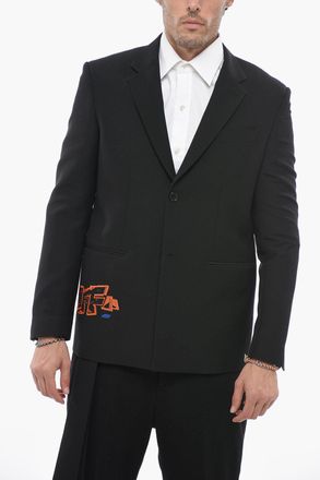 Off-white SEASONAL Blazer in Misto Lana GRAFFITI con Dettaglio Removibile Off-White