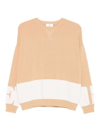 Elisabetta Franchi colour-block crew-neck sweater - women - Viscose/Polyamide - 44 - Neutrals