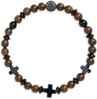 Caputo & Co. Mens Cross Beaded Stretch Bracelet in Bronzite at Nordstrom