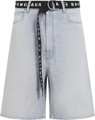Balenciaga Shorts met riem - Heren - Denim shorts - Blauw - W31 - Katoen - Korte Broeken