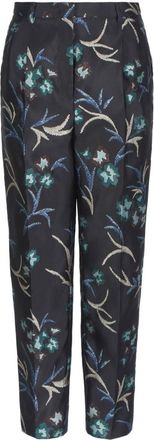 Giorgio Armani floral-print straight trousers - women - Polyester/Polyamide/Silk - 42 - Black