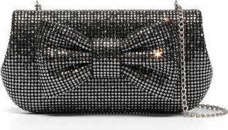 Yumi Black Rhinestone Bow Bag (Black, One)