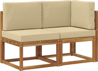 vidaXL Sof&aacute; De Esquina Y Centro Para Exterior 2 Pieza Natural Y Beige Vidaxl