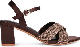Carvela Womens Divine Block Sandals - Brown Fabric - Size UK 4