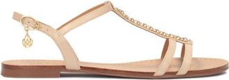 Kazar Beige leren enkelband ballerinas - Dames - Sandalen - Beige - 39 EU - Leer - Schoenen