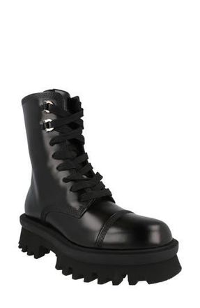 Ferragamo Kira Leather Lug Boot in Black at Nordstrom Rack, Size 8