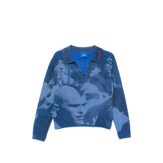 Dagger Graphic-print Open-neck Sweater