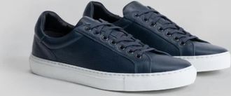 Robert Barakett Mens Terrence Leather Sneaker In Navy