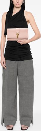 Saint Laurent Womens Pre-owned Textured Leather Chyc Ligne Clutch - Light Pink - One Size