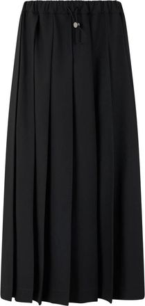 Fabiana Filippi Geplooide Midi Rok met Trekkoord - Dames - Midirokken - Zwart - S - Polyester - Rokken