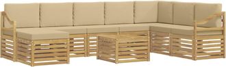 vidaXL Conjunto De Sof&aacute;s De Exterior 9 Uds. Y Beige Poli&eacute;ster Vidaxl