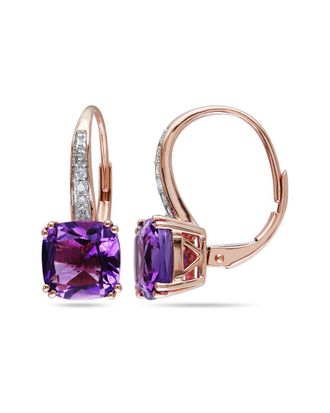 Rina Limor 10K Rose Gold 3.56 Ct. Tw. Diamond & Amethyst Earrings