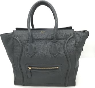 Celine Drummed Calfskin Luggage Leather Tote Womens Bag (Pre-Owned)