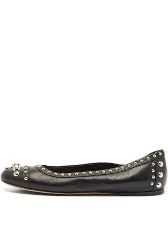 Prada studded leather ballet flats - Black