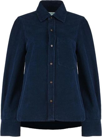Victoria Beckham Slim Shirt - Dames - Overhemden - Blauw - 2XS - Katoen - Overhemden