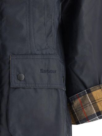 Barbour Womens Breadnell Waxed Jacket Navy Cotton Puffer