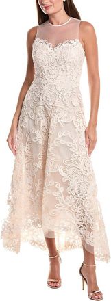 Teri Jon by Rickie Freeman Macrame Tulle High-Low Dress