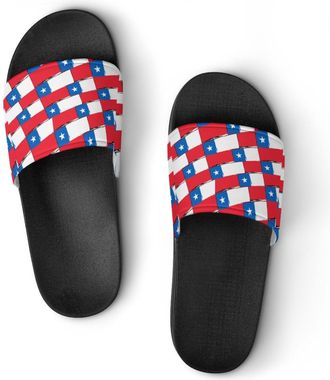 Generic Chilean Flag Or Banner Shower Shoes Slipper for Women Men Beach Slippers Quick Drying Non Slip Open-Toe Sandals