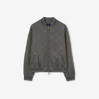 Burberry Micro Check-stitch Rakewood Bomber Jacket, Size: XXL