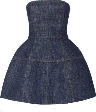 Fendi FF Denim Bustier Jurk - Dames - Korte kleedjes - Blauw - S - Denim - Kleedjes