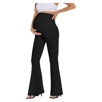 Generic Womens Yoga Pants Pregnant Quick Drying Breathable High Waist Belly Support Slim Fit Wide Leg for Maternity Exercise and Comfort(Black, M)
