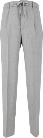 PESERICO Light Grey Tailored Drawstring Formal Pants