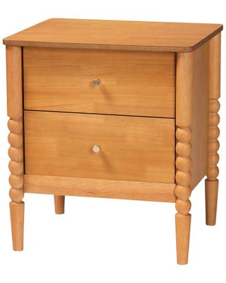 Baxton Studio Lucera Mid-Century 2-Drawer Bobbin Nightstand