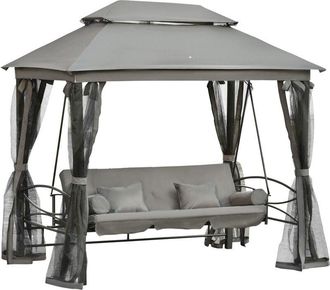 OUTSUNNY 3 Seater Swing Chair Hammock Gazebo Patio Bench Outdoor Grey