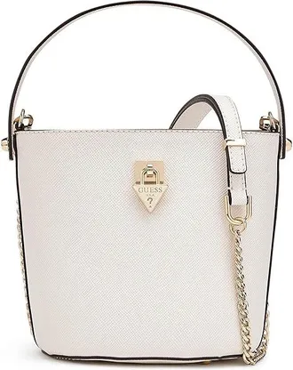 Guess Patsie Top Handle Bucket Satchel Womens Handbags Off-White, Polyester/Polyurethane