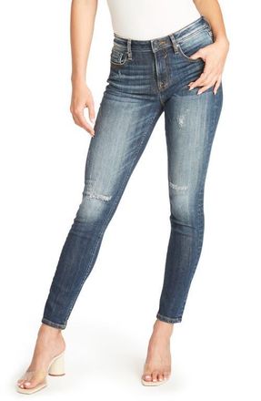 Vigoss Jagger Distressed Skinny Jeans in Dark Wash at Nordstrom, Size 24