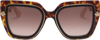 Roberto Cavalli Occhiali da sole oversize con motivo tartarugato - Marrone