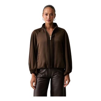 Twinset Envers Satijn Balloon Jacket - Dames - Jassen - Bruin - Maat: M Satijn