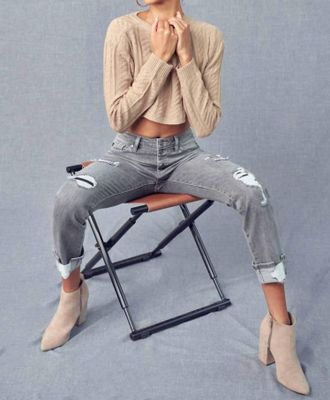 Kancan Distress High Rise Skinny Straight Jean In Grey