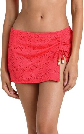 La Blanca Shellbound Eyelet Swim Skirt in Guava at Nordstrom, Size 10