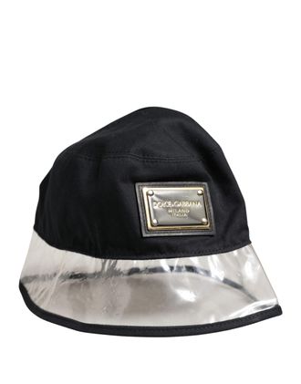 Dolce & Gabbana Mens Black Cotton Plastic Fisherman Bucket Capello Hat Polyurethane