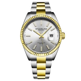 St&uuml;hrling Vanguard 4069 Mens Quartz 42mm - Silver & Gold Stainless Steel - One Size