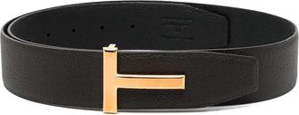 Tom Ford Grain Leather T Icon Belt - Heren - Riemen - Bruin - 100 CM - Leer - Accessoires