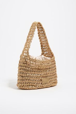 Bimba & Lola Woven Leather Shoulder Bag in Gold at Nordstrom