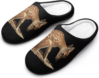 Generic Deer Womens Slippers Warm House Slippers Indoor House Shoes with Anti-Skid Rubber Sole