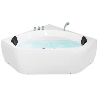 Beliani Beliani - Ba&ntilde;era Esquinera De Acr&iacute;lico 140 X 140 Cm Para 2 Personas Con Chorros De Masaje Reposacabezas Y Led Meves