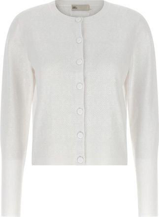 Tory Burch Pointelle Viscose Vest - Dames - Vesten - Wit - S - Polyester - Truien & Vesten