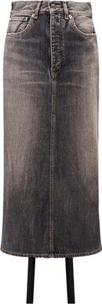 Balenciaga Denim Skirt With Laces Interwining-Donna