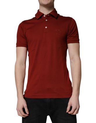 Dolce & Gabbana Mens Polo Shirt - Dark Red Cotton - Size EU 44 (Mens)
