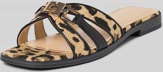 Guess Slipper aus Leder-Mix Modell Realla in Camel, Gr&ouml;&szlig;e 36