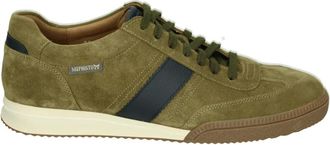 Mephisto Groene Vrijetijdsschoen Elyo Velsport - Heren - Sneakers - Groen - 46 EU - Leer - Schoenen