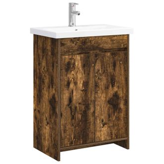 vidaXL Juego De Muebles De Ba&ntilde;o Roble Ahumado 61 X 40 X 84,5 Cm Vidaxl