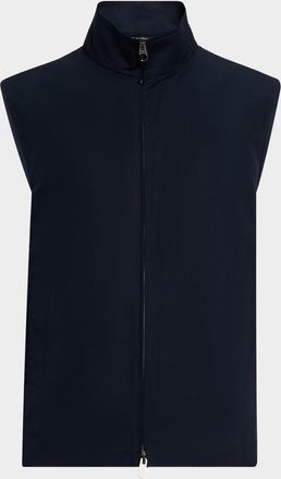 Loro Piana Mens Landon Full-Zip Cotton Satin Vest