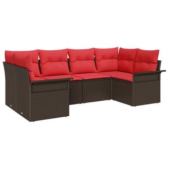vidaXL Conjunto De Sof&aacute; De Jard&iacute;n 6 Pcs Marr&oacute;n Rat&aacute;n Sint&eacute;tico Vidaxl